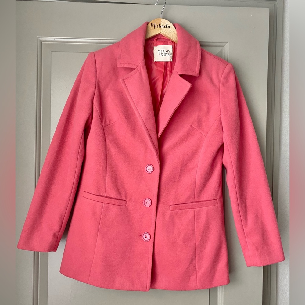 Brand New* Button-Down Blazer Coat in Rose Pink | Size Medium